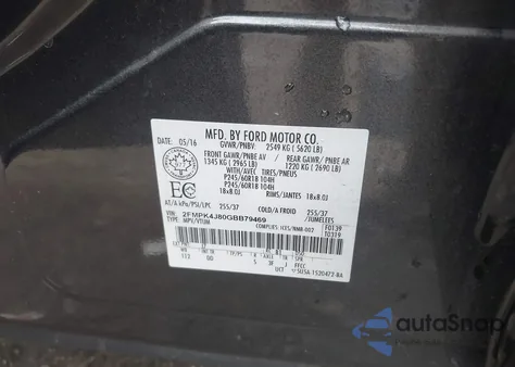 2016 Ford Edge Sel из США, поврежденный, VIN 2FMPK4J80GBB79469